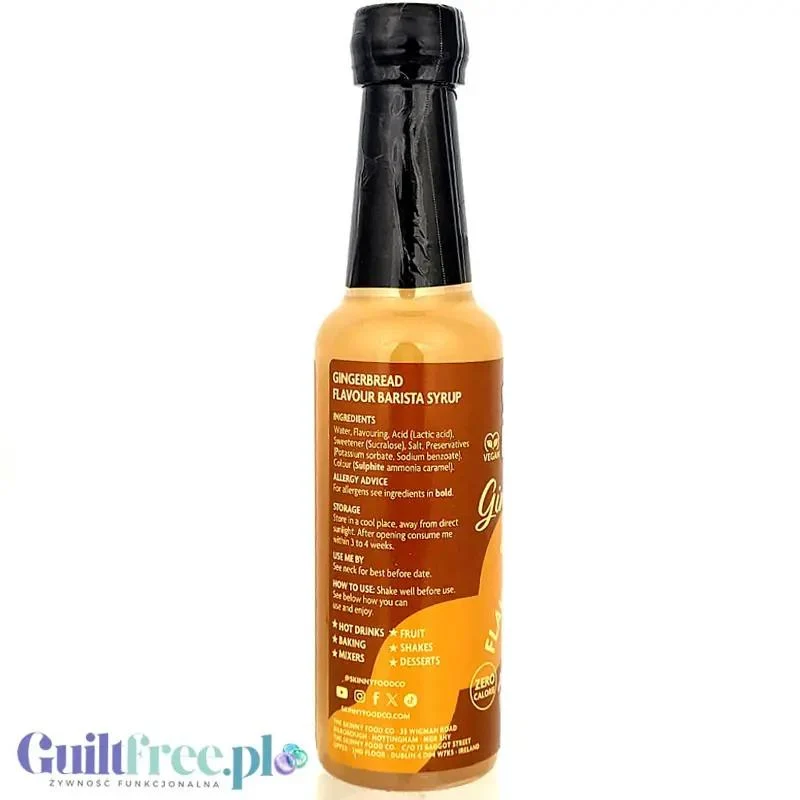 Skinny Food Barista Coffee Syrup Gingerbred Biscuit 250ml - piernikowy syrop zero kalorii do kawy, bez cukru