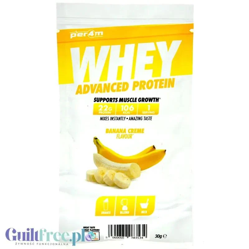 Per4m Whey Advanced Protein Banana Creme 30g saszetka - gęsta odżywka białkowa WPC, WPI & MPC, Krem Bananowy