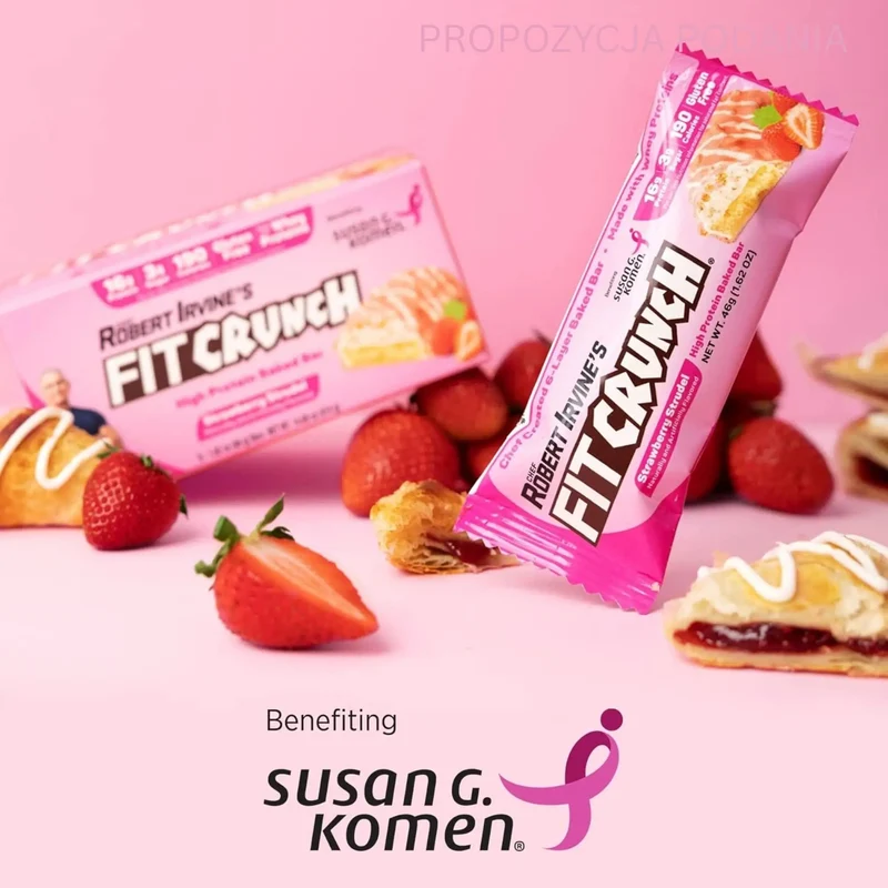 Fit Crunch Strawberry Strudel - wypiekany baton białkowy z WPI o smaku ciasta francuskiego z nadzieniem truskawkowym