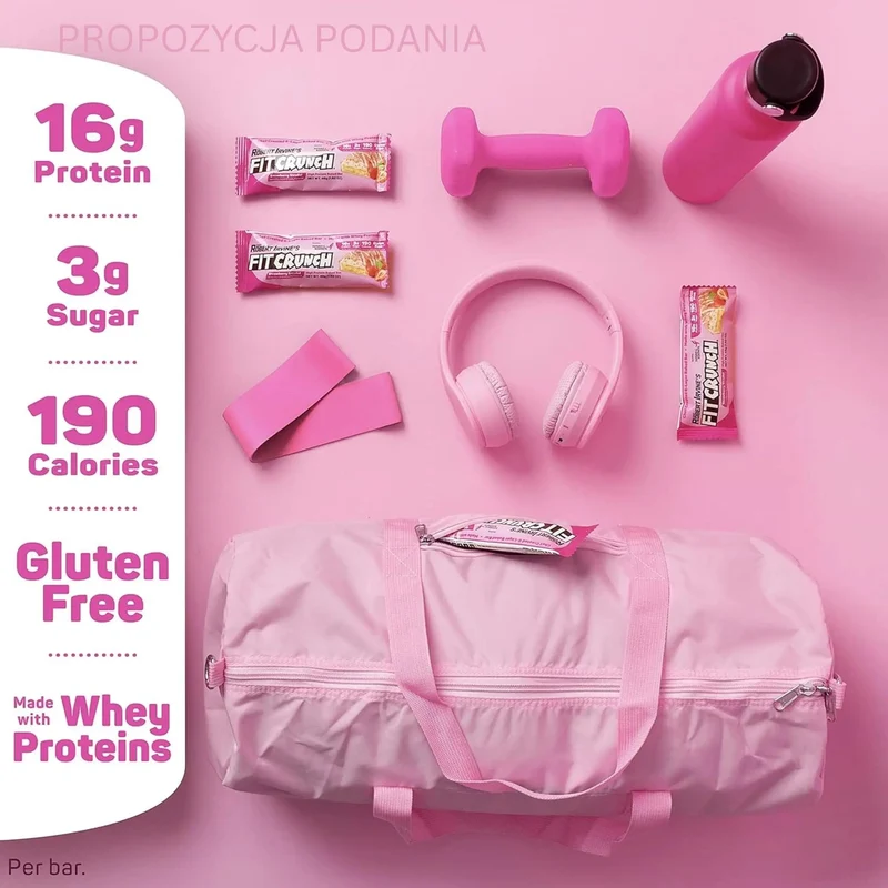 Fit Crunch Strawberry Strudel - wypiekany baton białkowy z WPI o smaku ciasta francuskiego z nadzieniem truskawkowym