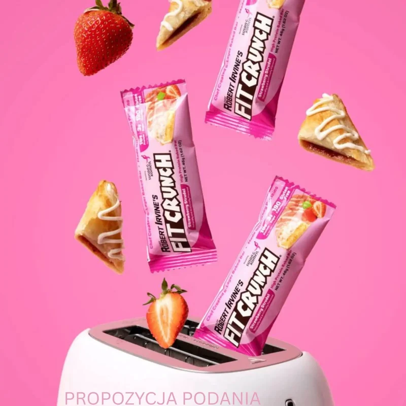 Fit Crunch Strawberry Strudel - wypiekany baton białkowy z WPI o smaku ciasta francuskiego z nadzieniem truskawkowym
