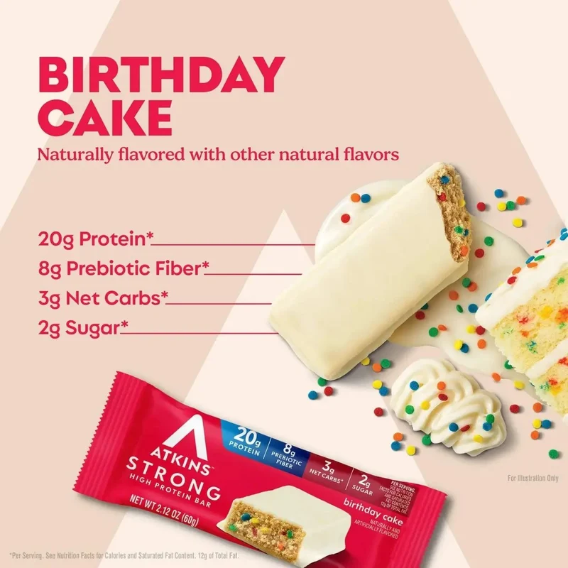 Atkins Strong Birthday Cake - baton białkowy z masłem migdałowym, bez maltitolu