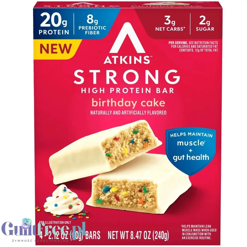 Atkins Strong Birthday Cake - baton białkowy z masłem migdałowym, bez maltitolu