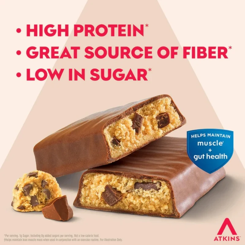 Atkins Strong Chocolate Chip Cookie Dough - baton proteinowy20g białka, bez maltitolu