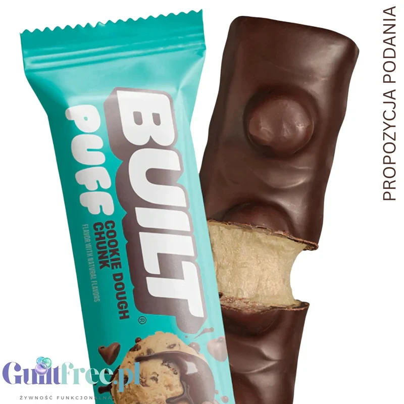 Built Bar Protein Puffs Cookie Dough Chunk - proteinowy baton marshmallow w czekoladzie 17g białka & 140kcal