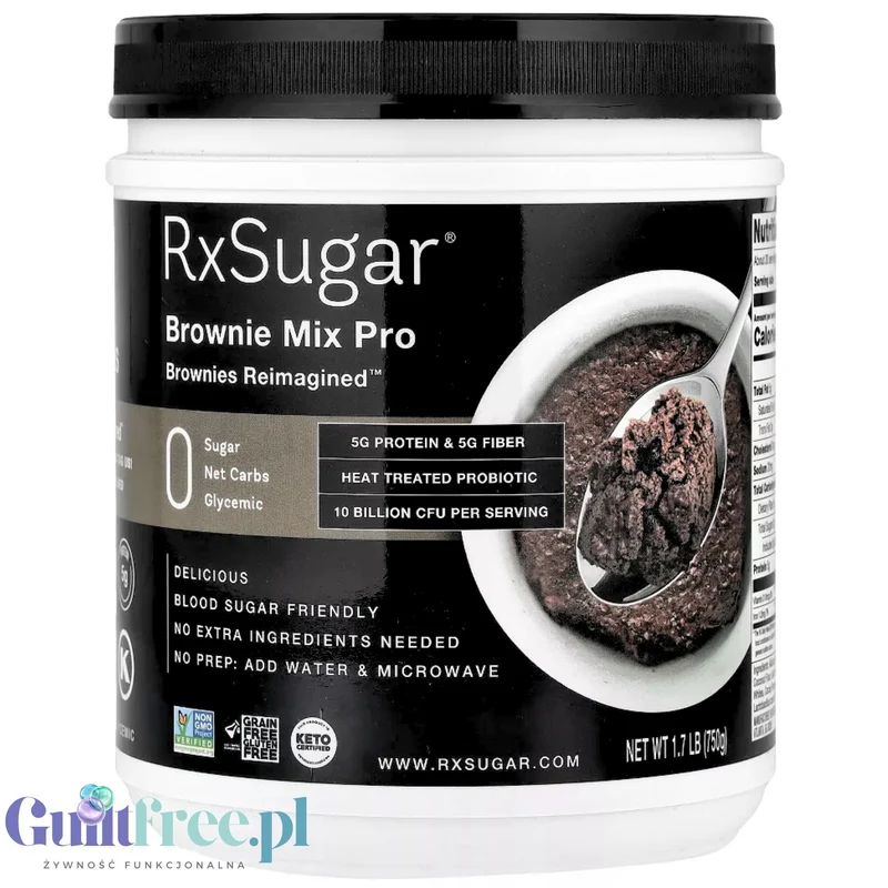 RxSugar Brownie Mix Pro 750g - mieszanka do przygotowania brownie w mikrofali