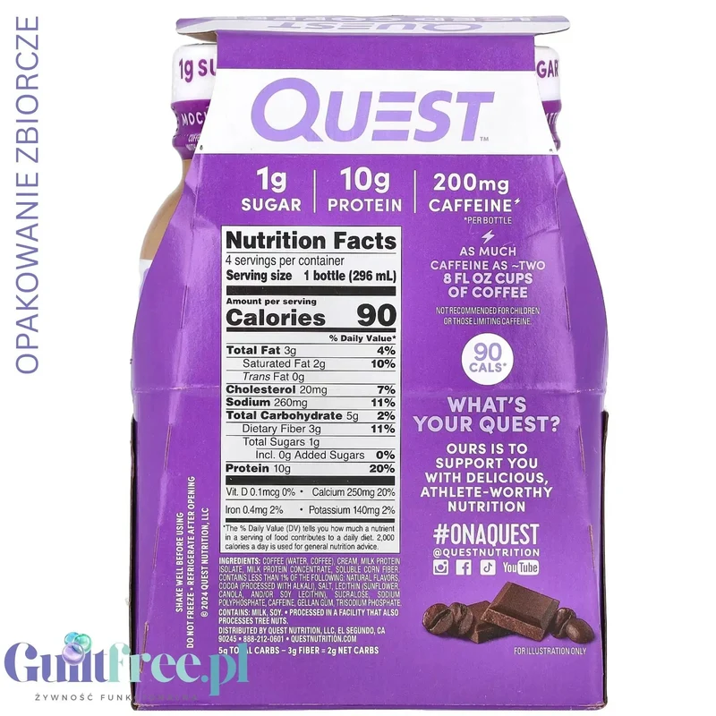 Quest Iced Coffee Mocha Latte RTD - proteinowa czekoladowa kawa mrożona 90kcal, bez cukru