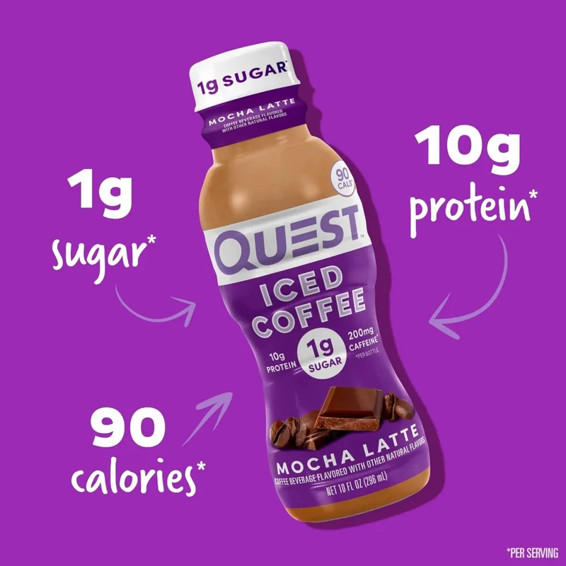 Quest Iced Coffee Mocha Latte RTD - proteinowa czekoladowa kawa mrożona 90kcal, bez cukru