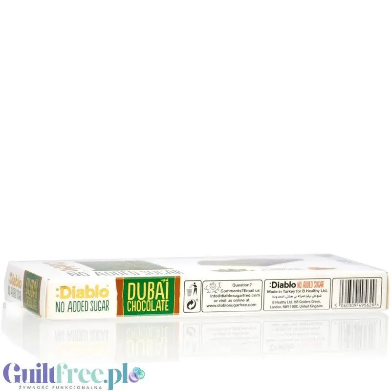 Diablo Dubai Chocolate 200g - czekolada dubajska bez dodatku cukru z pistacjami i knafeh