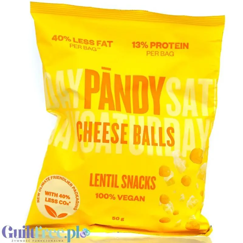 Pandy Lentil Chips Cheese Balls - wegańskie chrupki z soczewicy 40% mniej tłuszczu o smaku serowym