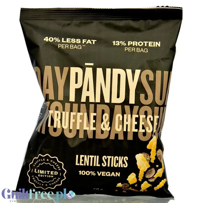 Pandy Lentil Chips Truffle & Cheese - wegańskie chrupki z soczewicy 40% mniej tłuszczu o smaku truflowo-serowym