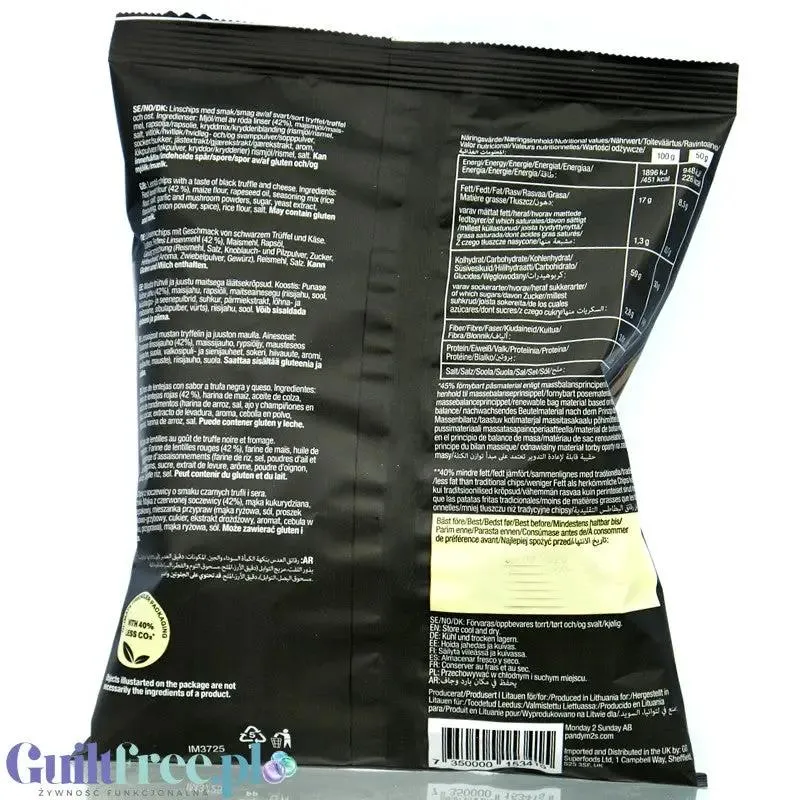 Pandy Lentil Chips Truffle & Cheese - wegańskie chrupki z soczewicy 40% mniej tłuszczu o smaku truflowo-serowym