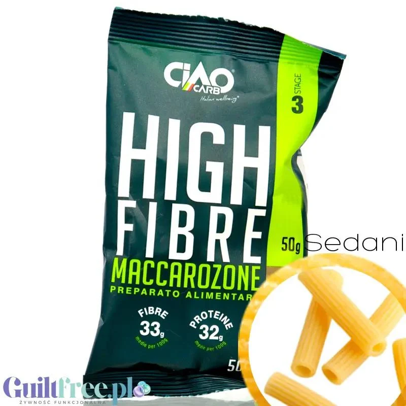 Ciao Carb Maccarozone Stage 3, Sedani 50g - włoski makaron niskowęglowodanowy niskie IG, 33g białka