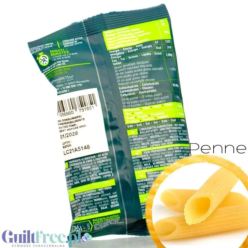 Ciao Carb Maccarozone Stage 3, Penne 50g - włoski makaron niskowęglowodanowy niskie IG, 33g białka