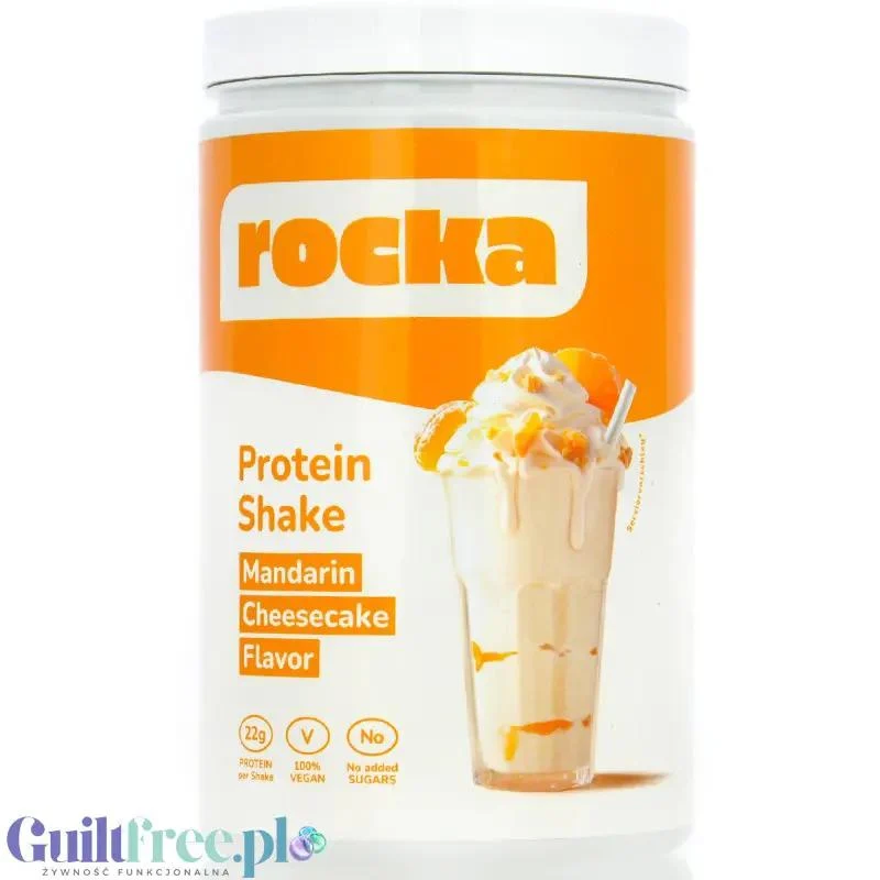 Rocka Nutrition Protein Shake Mandarin Cheesecake 0,9kg - wegańska odżywka białkowa 4 źródła białka