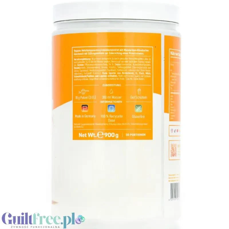Rocka Nutrition Protein Shake Mandarin Cheesecake 0,9kg - wegańska odżywka białkowa 4 źródła białka