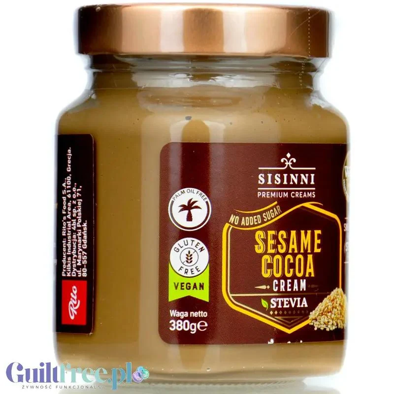 Sisinni Premium Creams Sesame Cocoa Cream Stevia - krem sezamowo-kakaowy, bez cukru, ze stewią