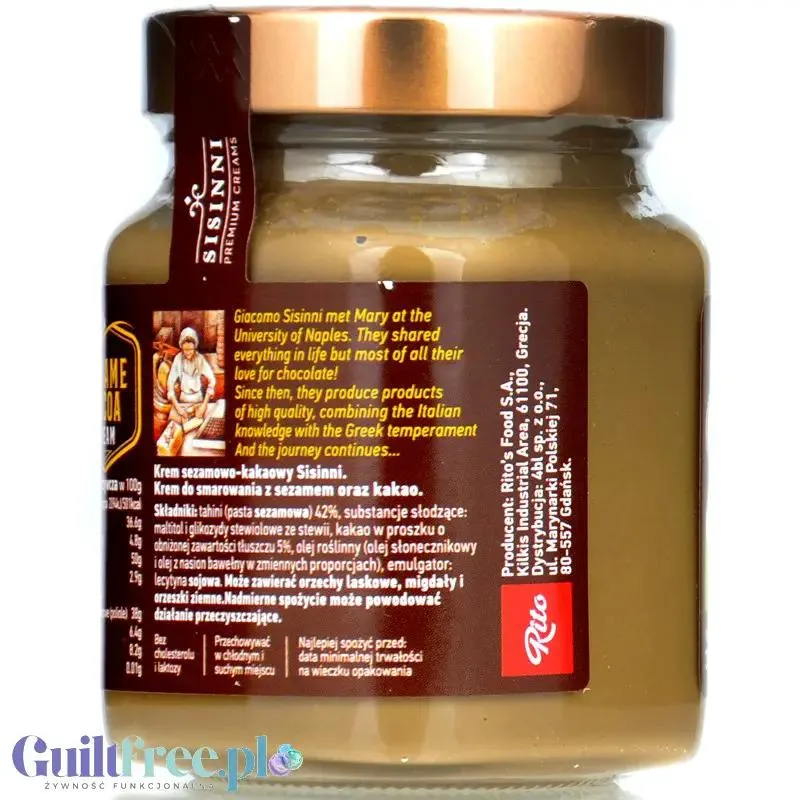 Sisinni Premium Creams Sesame Cocoa Cream Stevia - krem sezamowo-kakaowy, bez cukru, ze stewią