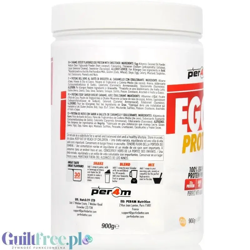 Per4m Egg White Protein Caramel Biscuit - odżywka białkowa z białek jaj albuminy, smak Ciasecztka Spekulos