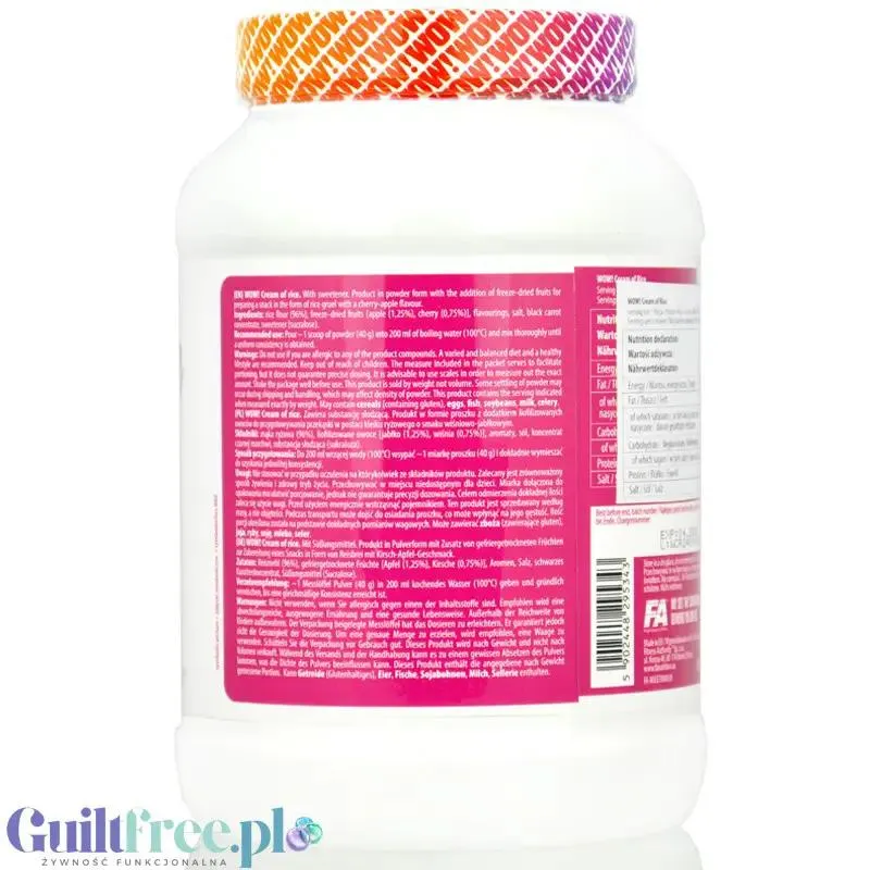 Fitness Authority Cream of Rice, Cherry Apple 1kg - kleik ryżowy bez cukru, Jabłko z Wiśnią