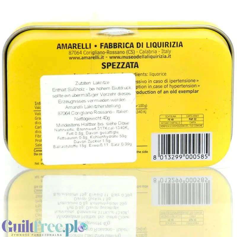 Amarelli Liquirizia Spezzata Rossano 40g - oryginalna włoska lukrecja 100% bez cukru, z Kalabrii