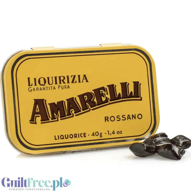 Amarelli Liquirizia Spezzata Rossano 40g - oryginalna włoska lukrecja 100% bez cukru, z Kalabrii