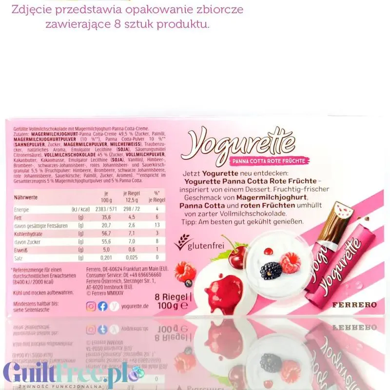 Yogurette Panna Cotta Rote Früchte (CHEAT MEAL) - batoniki czekoladowe z masą panna cotta i czerwonymi owocami