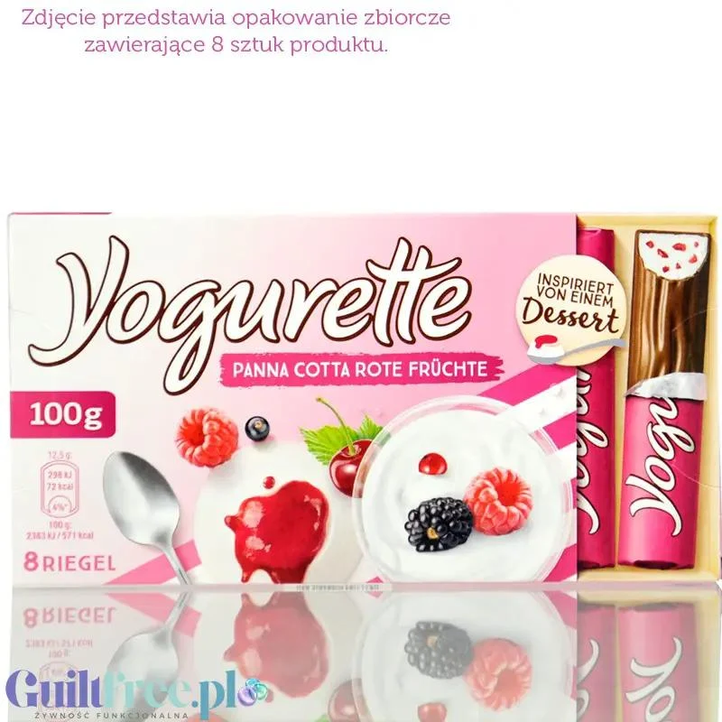 Yogurette Panna Cotta Rote Früchte (CHEAT MEAL) - batoniki czekoladowe z masą panna cotta i czerwonymi owocami