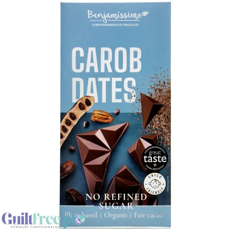 Benjamissimo Carob Dates - organiczna wegańska czekolada z karobem i daktylami bez rafinowanego cukru