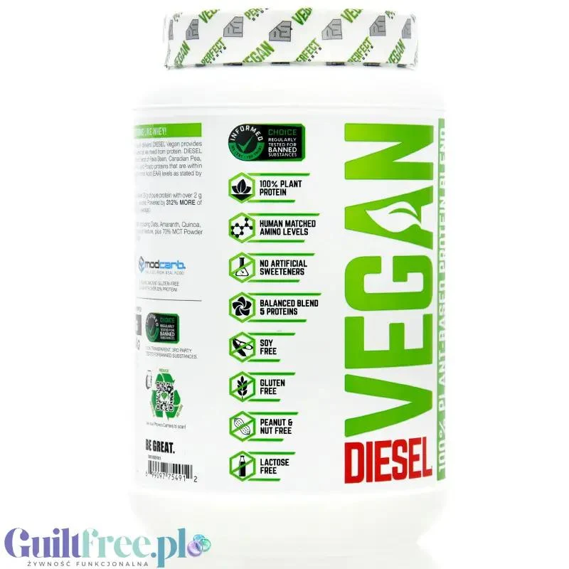 Perfect Sport Diesel Vegan Chocolate Ice Dream - nowozelandzka wegańska keto odżywka białkowa tylko ze stewią