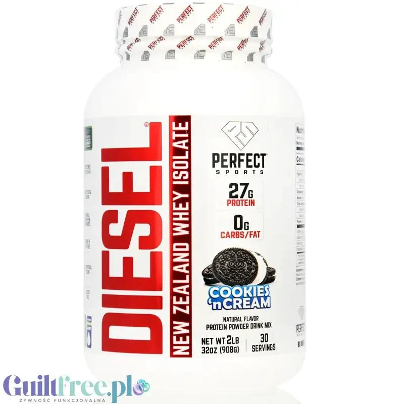 Perfect Sport Diesel 100% Whey Isolate Cookies Cream - izolat WPI z Nowej Zelandii bez cukru i tłuszczu, 27g białka & 110kcal