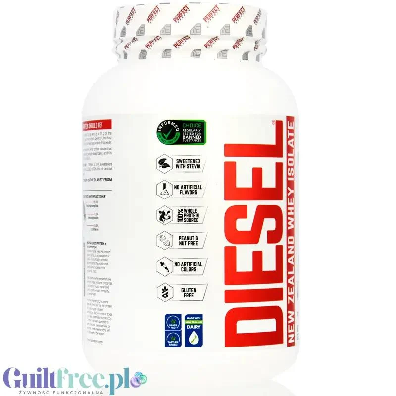 Perfect Sport Diesel 100% Whey Isolate Cookies Cream - izolat WPI z Nowej Zelandii bez cukru i tłuszczu, 27g białka & 110kcal