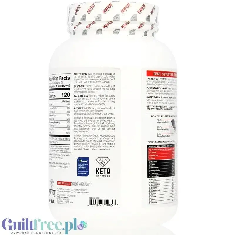 Perfect Sport Diesel 100% Whey Isolate Chocolate Wafer Crisp - izolat WPI bez cukru i tłuszczu, 26g białka & 120kcal