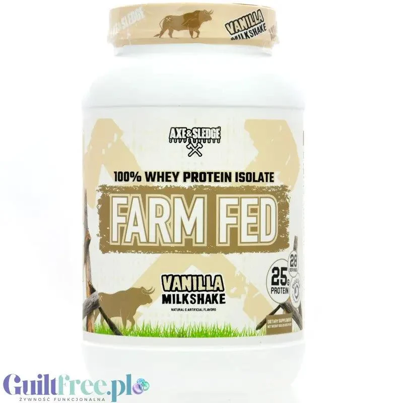 Axe & Sledge Farm Fed, Vanilla Milkshake - bezkompromisowa odżywka białkowa 100% WPI, 25g białka & 100kcal