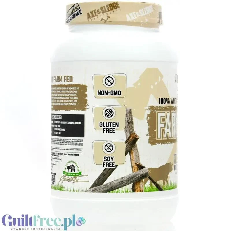 Axe & Sledge Farm Fed, Vanilla Milkshake - bezkompromisowa odżywka białkowa 100% WPI, 25g białka & 100kcal