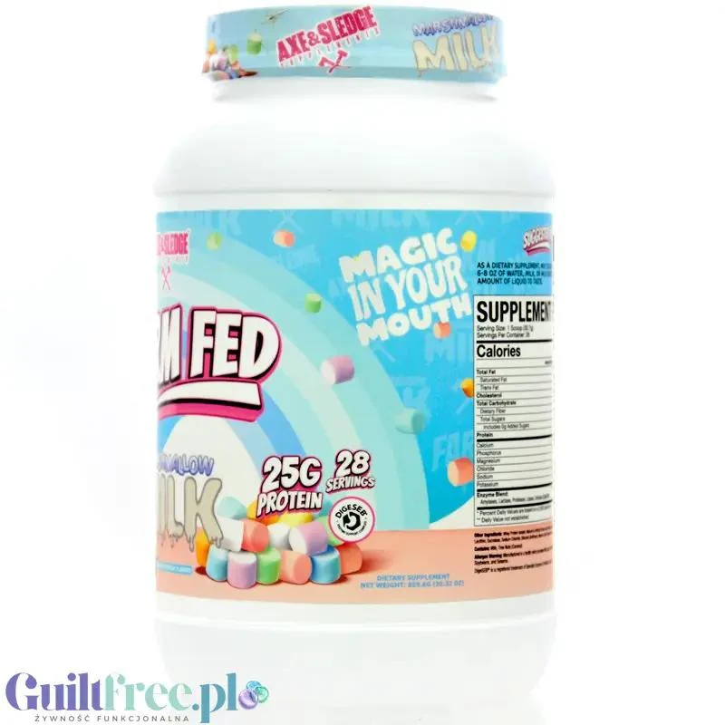 Axe & Sledge Farm Fed, Marshmallow Milk - bezkompromisowa odżywka białkowa 100% WPI, 25g białka & 100kcal