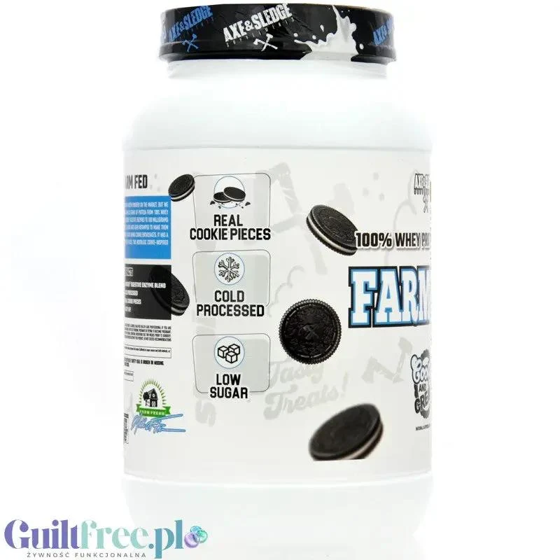 Axe & Sledge Farm Fed, Cookies & Cream - wyśrubowana odżywka białkowa 100% WPI, 25g białka
