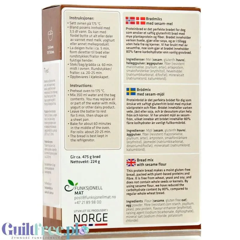 Sukrin Protein Brot Mix - bezglutenowa mieszanka do wypieku chleba proteinowego