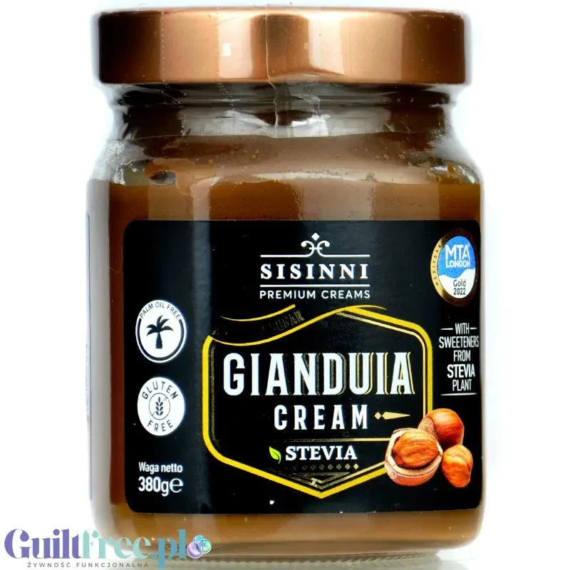 Sisinni Premium Creams Gianduia Cream Stevia - krem czekoladowo-pralinowy gianduia z orzechami laskowymi bez dodatku cukru