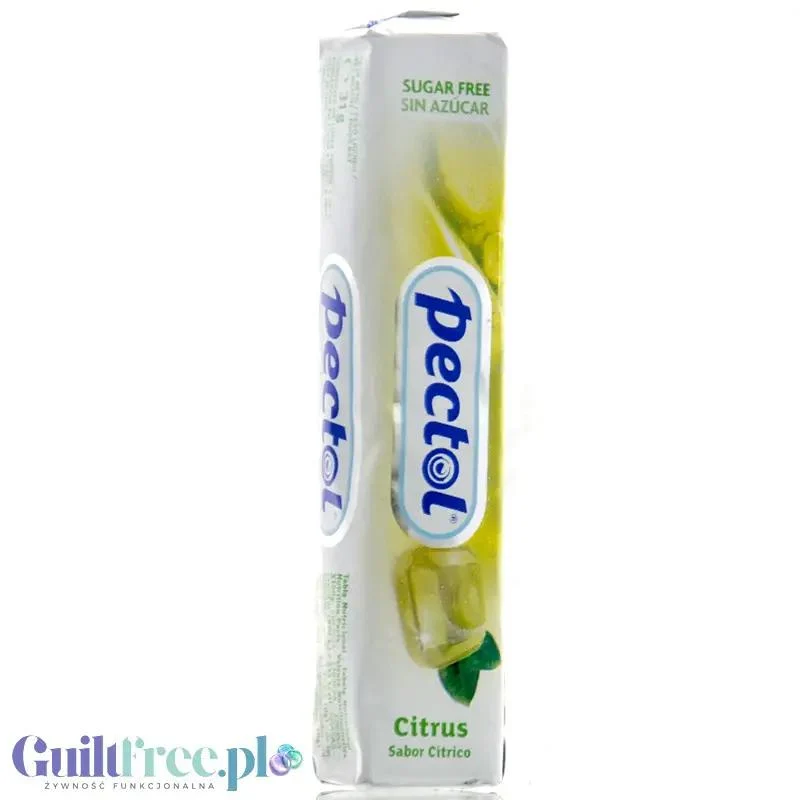 Pectol Citrus - orzeźwiające cukierki cytrusowe z mentolem i eukaliptusem bez cukru