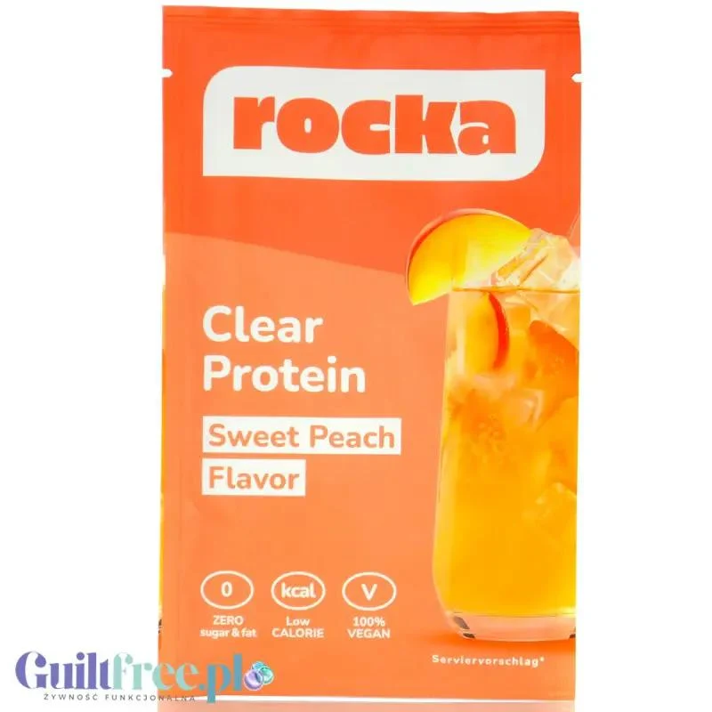 Rocka Nutrition Clear Protein Sweet Peach - wegańska odżywka białkowa na hydrolizacie saszetka 60kcal & 10g białka