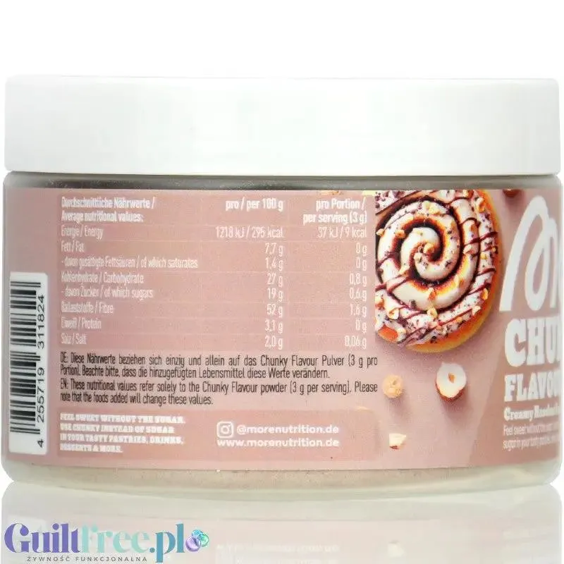 More Nutrition Chunky Flavor Creamy Hazelnut Bun 150g - wegański proszek aromatyzujący o smaku bułaczki z orzechami