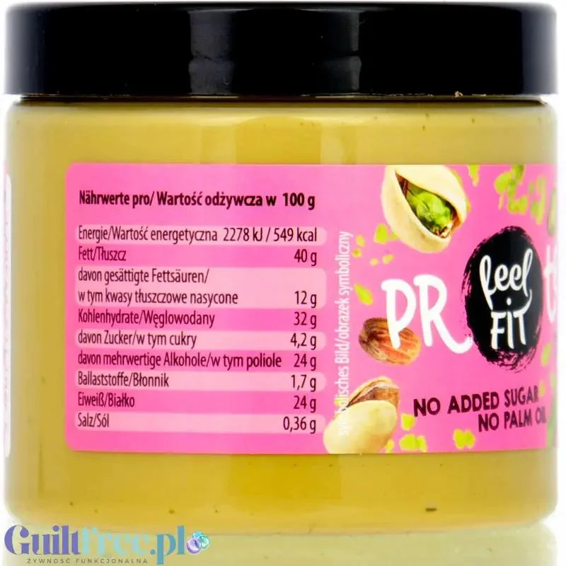FeelFIT Protein Pistachio - proteinowy krem pistacjowy 24% białka, bez oleju palmowego i cukru