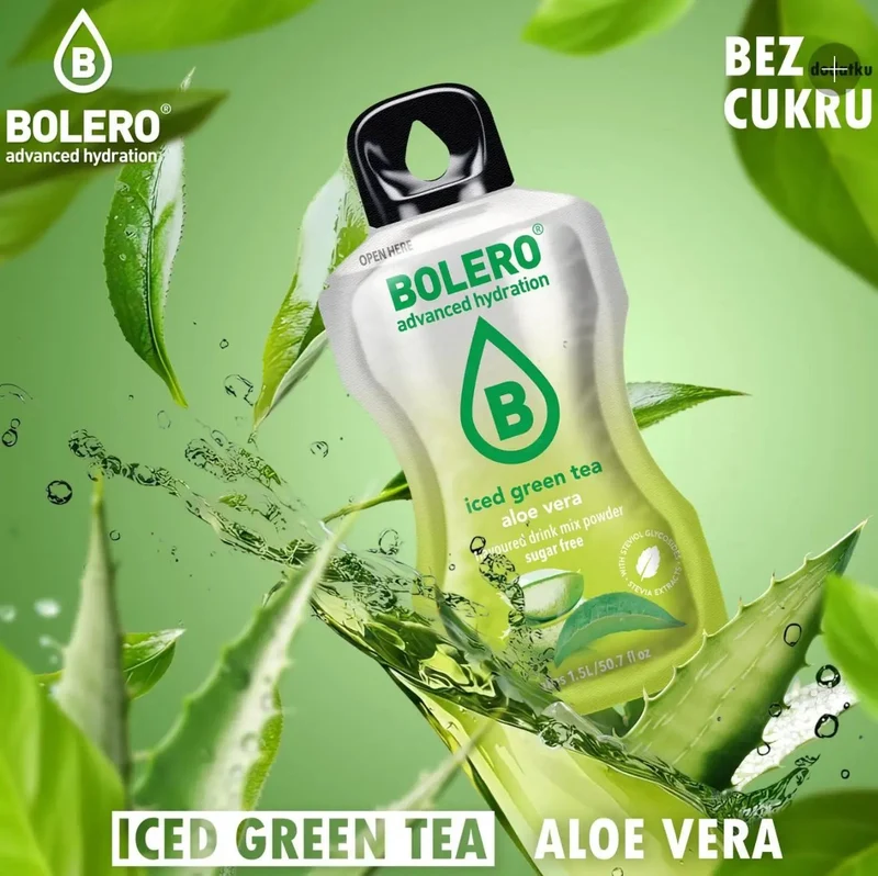 Bolero Drink Iced Green Tea & Aloe Vera - napój instant w saszetce, Mrożona Zielona Herbata ze stewią i aloesem