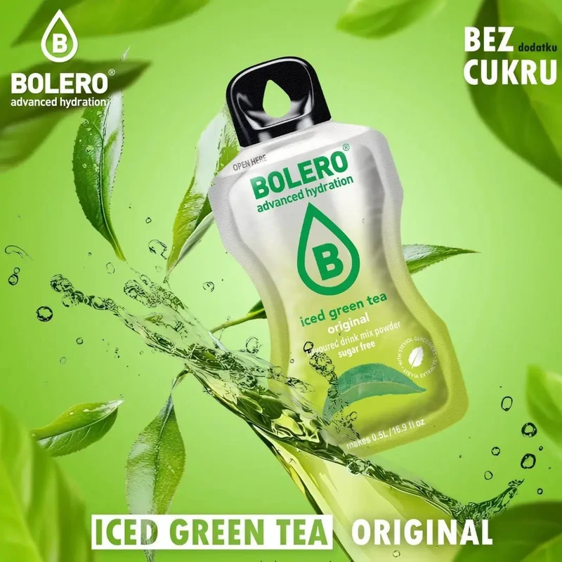 Bolero Drink Iced Green Tea Original 8g - napój instant w saszetce, ze stewią, Mrożona Zielona Herbata Original