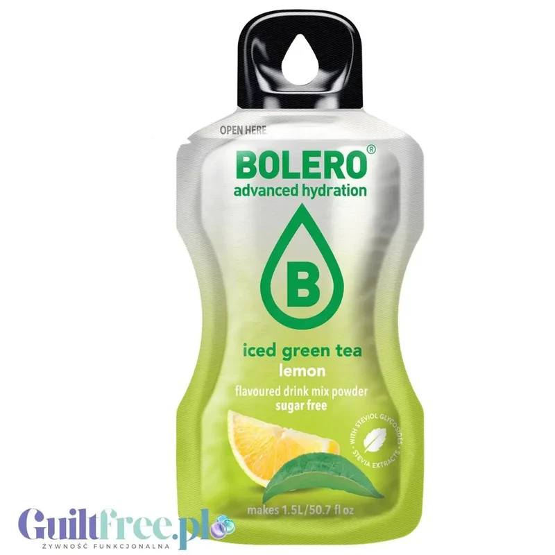 Bolero Drink Iced Green Tea Lemon 8g - napój instant w saszetce, ze stewią, Mrożona Zielona Herbata & Cytryny