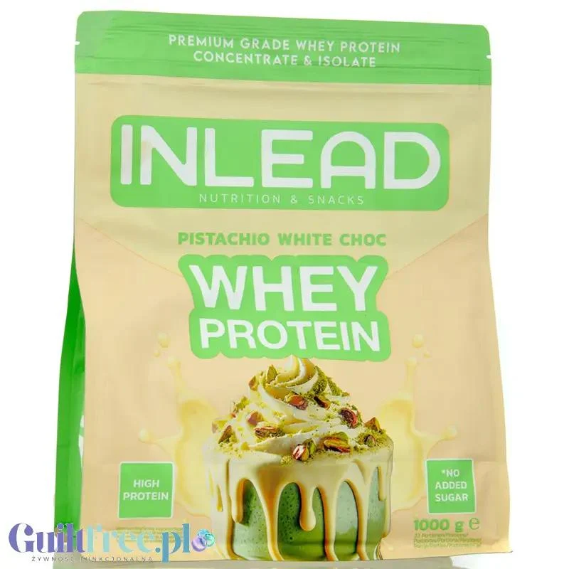 Inlead Whey Protein Pistachio White Choc 1kg - odżywka białkowa w WPC WPI, smak Pistacja & Biała Czekolada