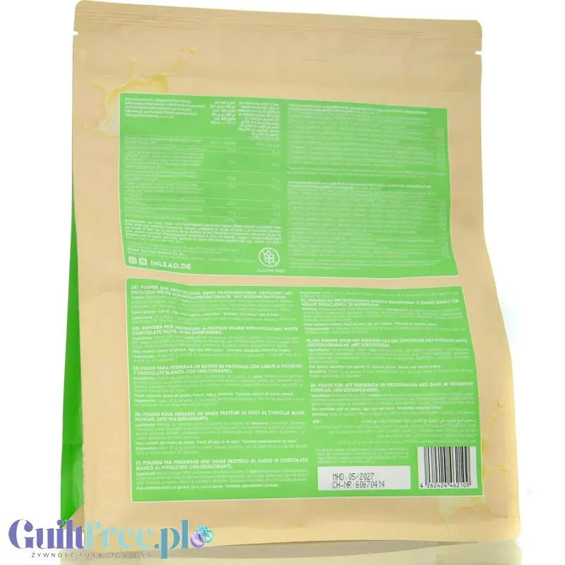 Inlead Whey Protein Pistachio White Choc 1kg - odżywka białkowa w WPC WPI, smak Pistacja & Biała Czekolada