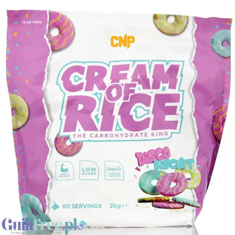 CNP Cream of Rice, Disco Biscuit 2kg - kleik ryżowy bez cukru, regeneracyjny posiłek treningowy o smaku ciasteczkowym