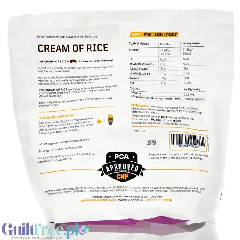 CNP Cream of Rice, Disco Biscuit 2kg - kleik ryżowy bez cukru, regeneracyjny posiłek treningowy o smaku ciasteczkowym